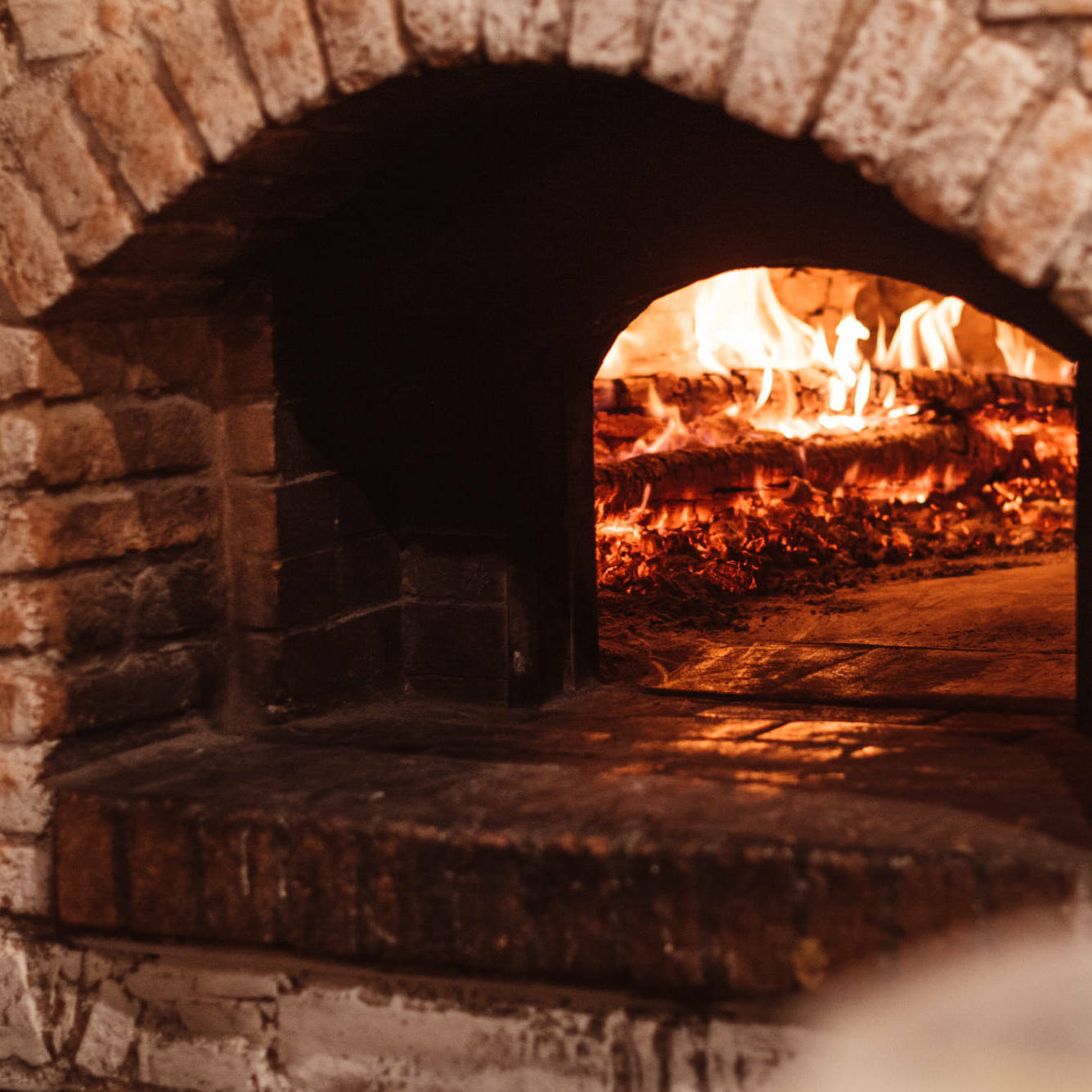 wooden stove with fire