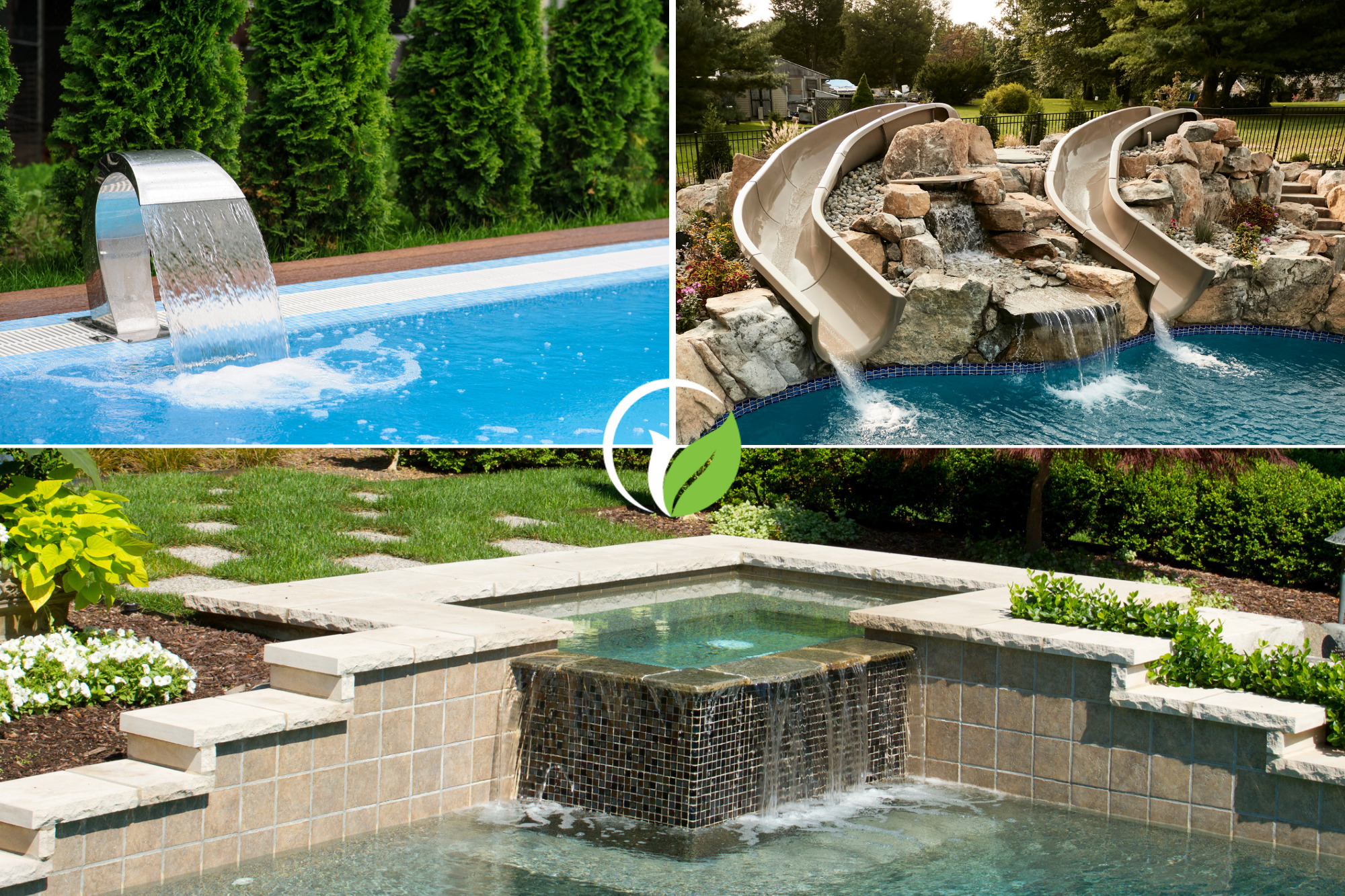 Poolside Water Features - Rock Water Slides - Waterfalls - Grottos